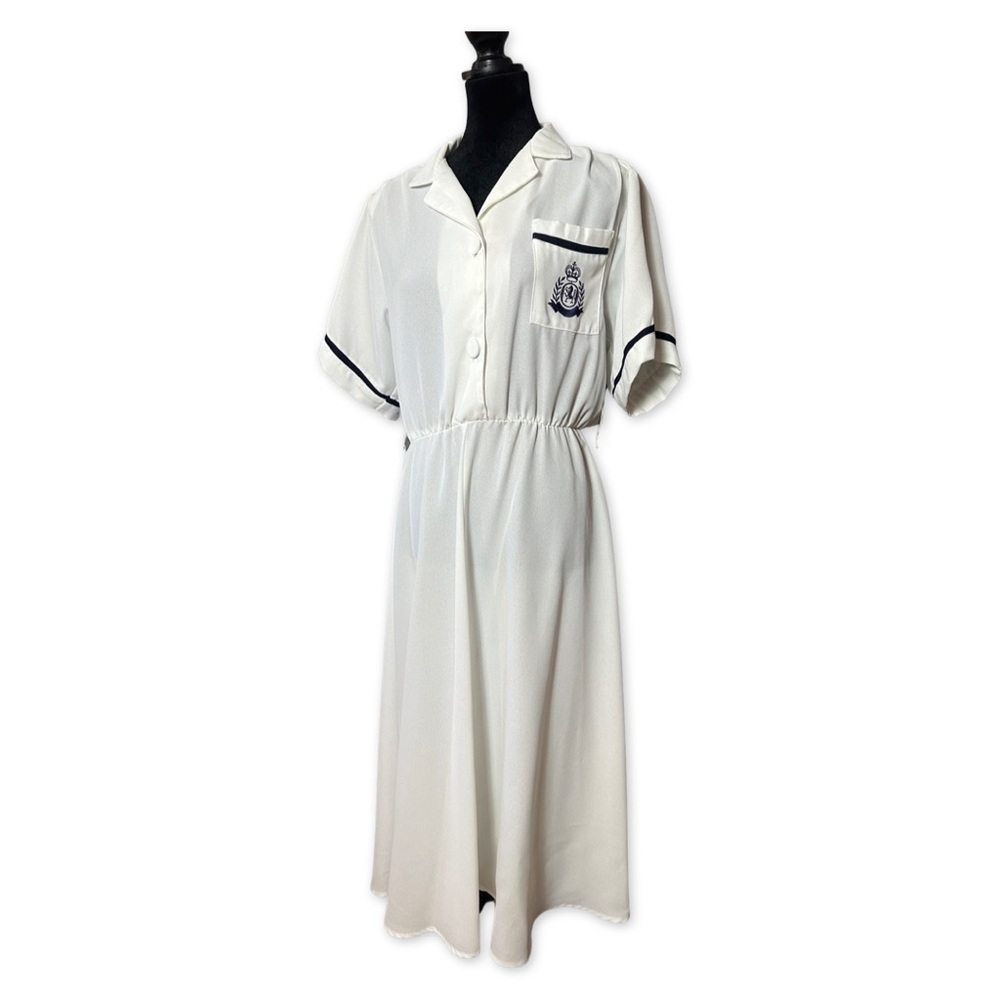 Vintage Stuart Alan White Midi Boat/Ship Style Dress Size 14